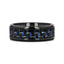 ZAYDEN Black Titanium Ring with Blue & Black Carbon Fiber Inlay and Bevels - 8mm