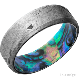 Meteorite with None Finish and Abalone - 7MM - Larson Jewelers