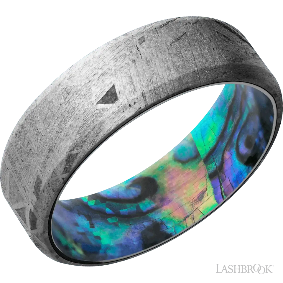 Meteorite with None Finish and Abalone - 7MM - Larson Jewelers