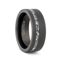 ABYSS Sandblasted Black Tungsten Ring with Meteorite Fragments Inlay - 8mm - Larson Jewelers