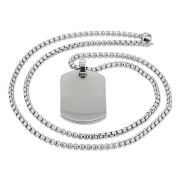 Coiled 22-inch stainless steel chain with attached dog tag pendant