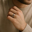 Lifestyle image showing the BERKSHIRE domed diamond tungsten ring worn on a hand