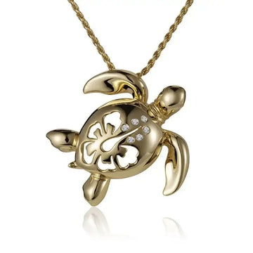 14K Yellow Gold Honu Pendant - Larson Jewelers