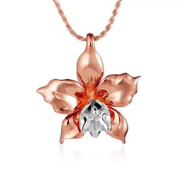 14K Rose Gold Orchid Pendant - Larson Jewelers
