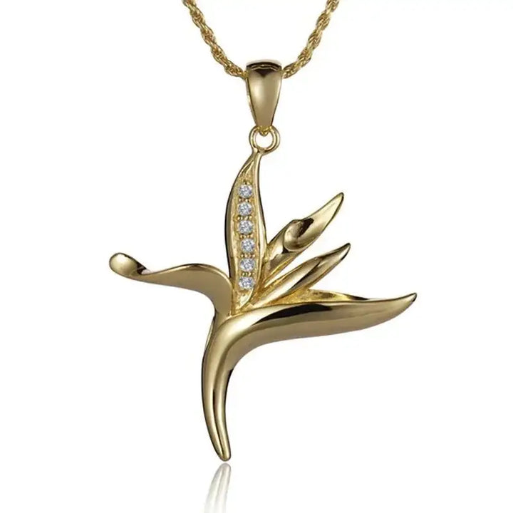 14K Yellow Gold Bird of Paradise Pendant - Larson Jewelers