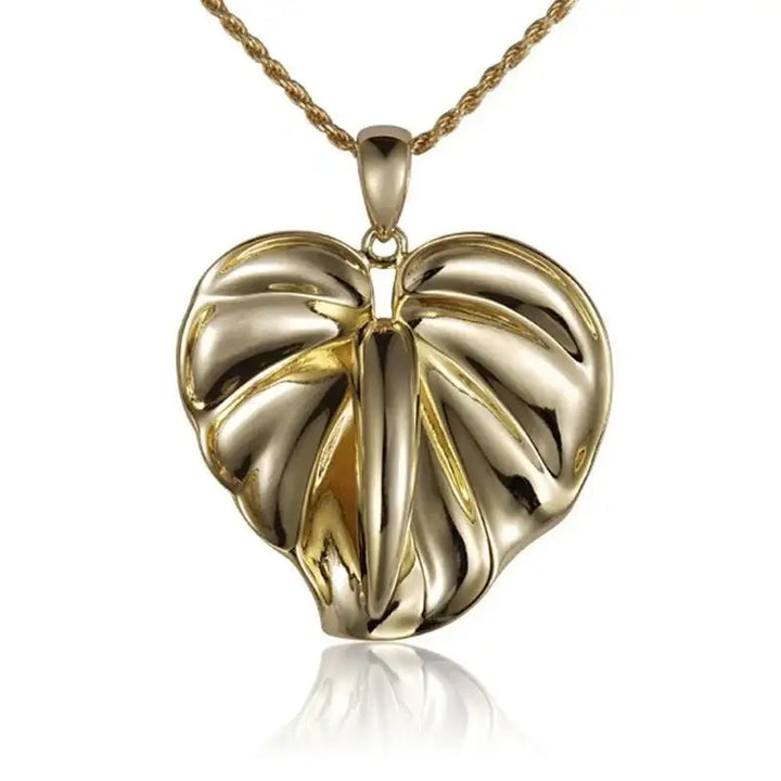 14K Yellow Gold Anthurium Pendant - Larson Jewelers
