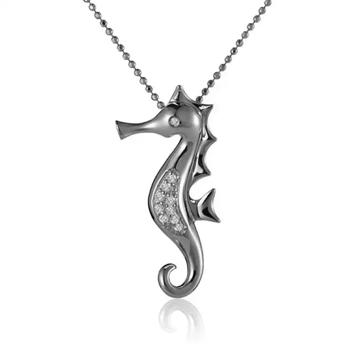 Sterling Silver Seahorse CZ Pendant - Larson Jewelers
