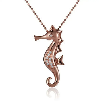 14K Rose Gold Seahorse CZ Pendant - Larson Jewelers