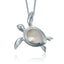 Sterling Silver Honu Pendant with White Mother of Pearl Inlay