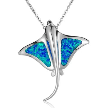 Sterling Silver Stingray Pendant with Opal Inlay - Larson Jewelers