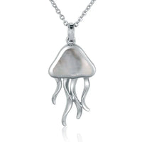 Pendentif méduse en argent sterling avec incrustation de nacre blanche
