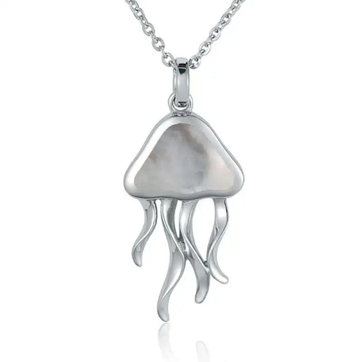 Sterling Silver Jellyfish Pendantwith White Mother of Pearl Inlay - Larson Jewelers