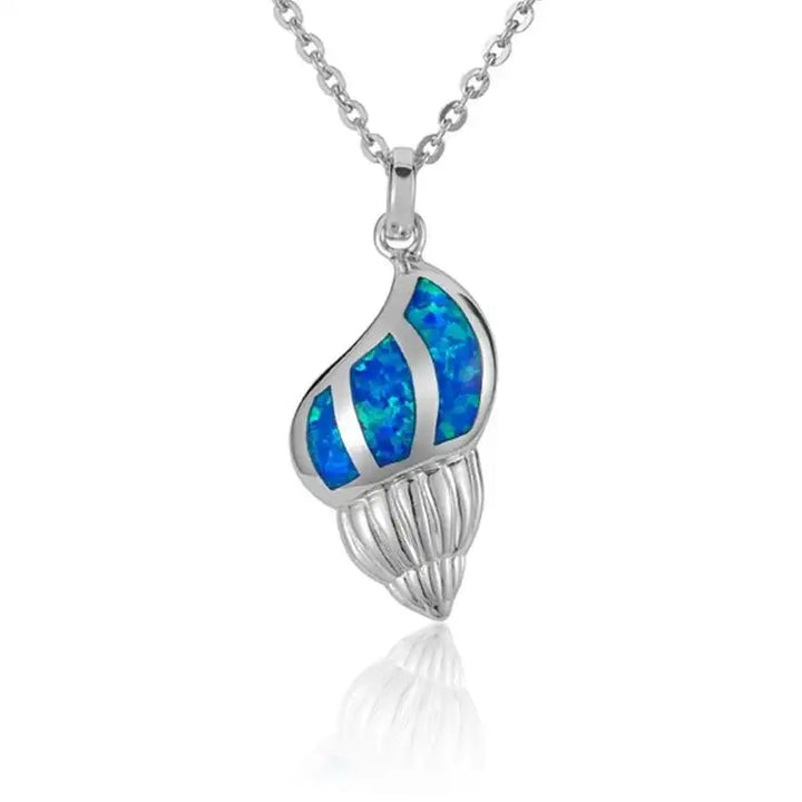 Sterling Silver Conch Shell Pendantwith Opal Inlay - Larson Jewelers