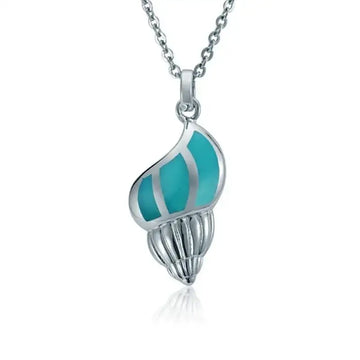 Sterling Silver Conch Shell Pendantwith Turquoise Inlay - Larson Jewelers