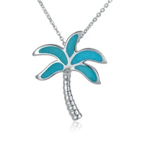 Collier palmier en argent sterling avec incrustation de turquoise