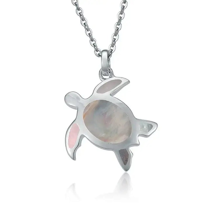 Sterling Silver Baby Turtle Necklace with White Mother of Pearl Inlay - Larson Jewelers