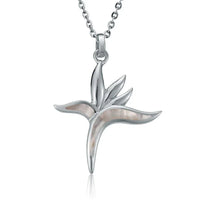 Collier Oiseaux de Paradis en Argent Sterling avec Incrustation de Nacre Blanche