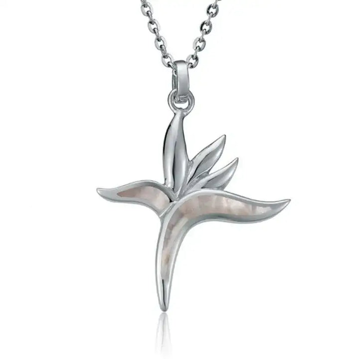 Sterling Silver Birds of Paradise Necklace with White Mother of Pearl Inlay - Larson Jewelers