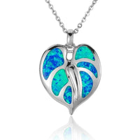 Pendentif Anthurium en argent sterling avec incrustation d'opale