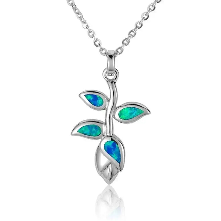 Sterling Silver Heliconia Pendantwith Opal Inlay - Larson Jewelers