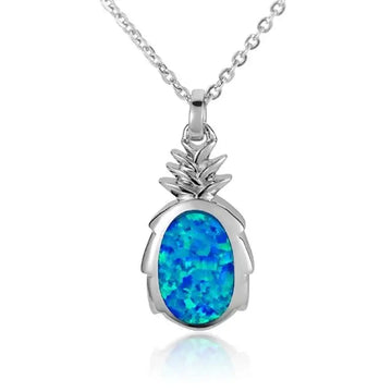 Sterling Silver Pineapple Necklace with Opal Inlay - Larson Jewelers