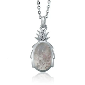 Sterling Silver Pineapple Necklace with White Mother of Pearl Inlay - Larson Jewelers