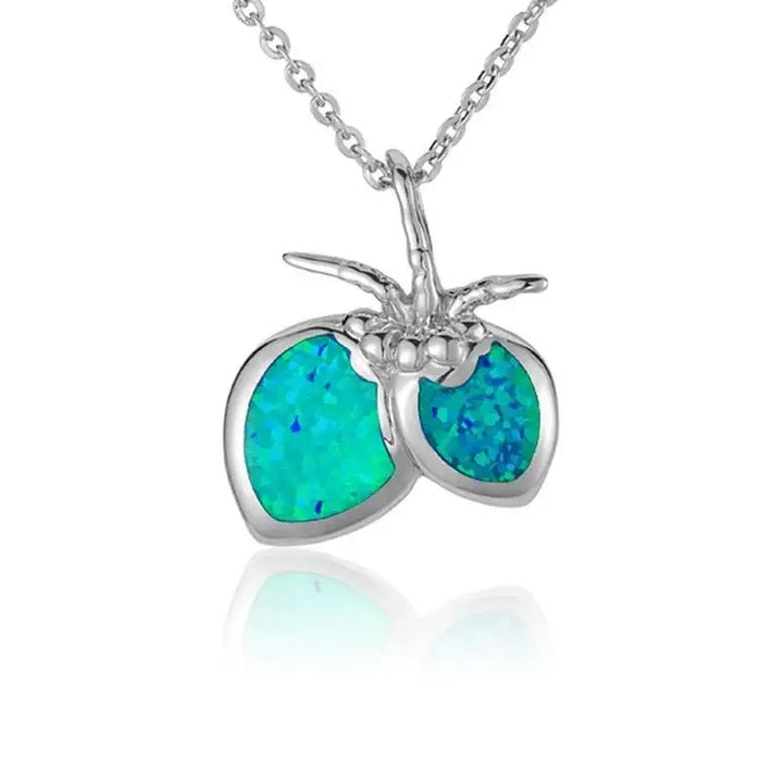 Sterling Silver Coconut Necklace with Opal Inlay - Larson Jewelers