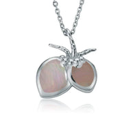 Collier en argent sterling avec incrustation de nacre blanche et noix de coco