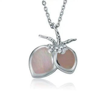 Sterling Silver Coconut Necklace with White Mother of Pearl Inlay - Larson Jewelers
