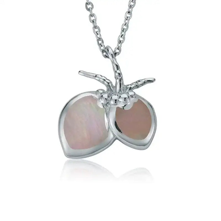Sterling Silver Coconut Necklace with White Mother of Pearl Inlay - Larson Jewelers