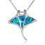 Sterling Silver Manta Ray Pendantwith Opal Inlay
