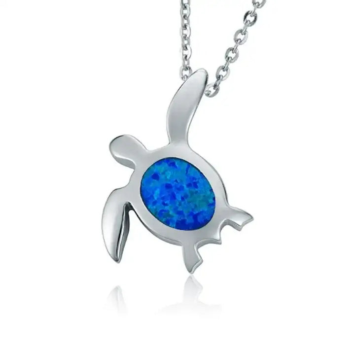 Sterling Silver Turtle Pendantwith Opal Inlay - Larson Jewelers