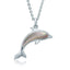 Sterling Silver Dolphin Pendant with White Mother of Pearl Inlay