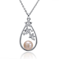 Sterling Silver Oval Pink Pearl Pendant