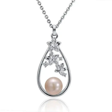 Sterling Silver Oval Pink Pearl Pendant - Larson Jewelers
