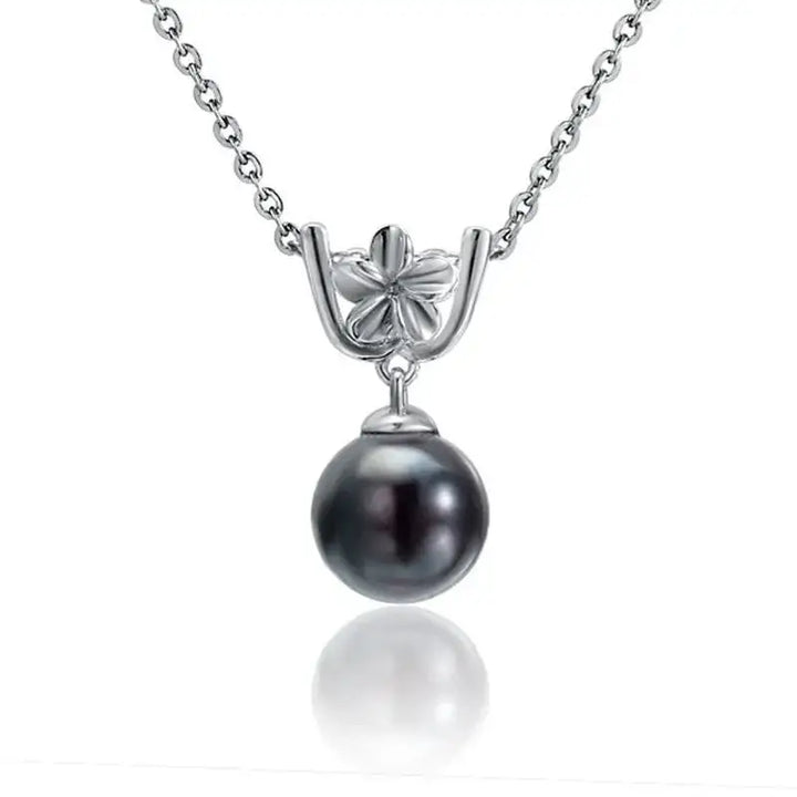 Plumeria Black Pearl Pendant - Larson Jewelers
