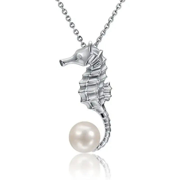 Seahorse White Pearl Pendant - Larson Jewelers