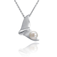 Whale Tail White Pearl Pendant