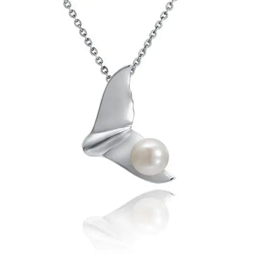 Whale Tail White Pearl Pendant - Larson Jewelers