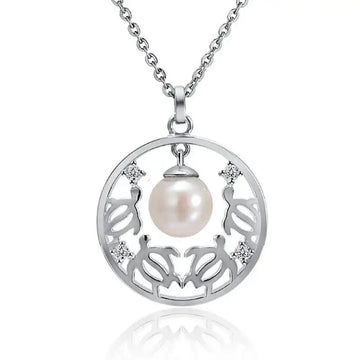 Circular Honu Pendantwith White Pearl - Larson Jewelers