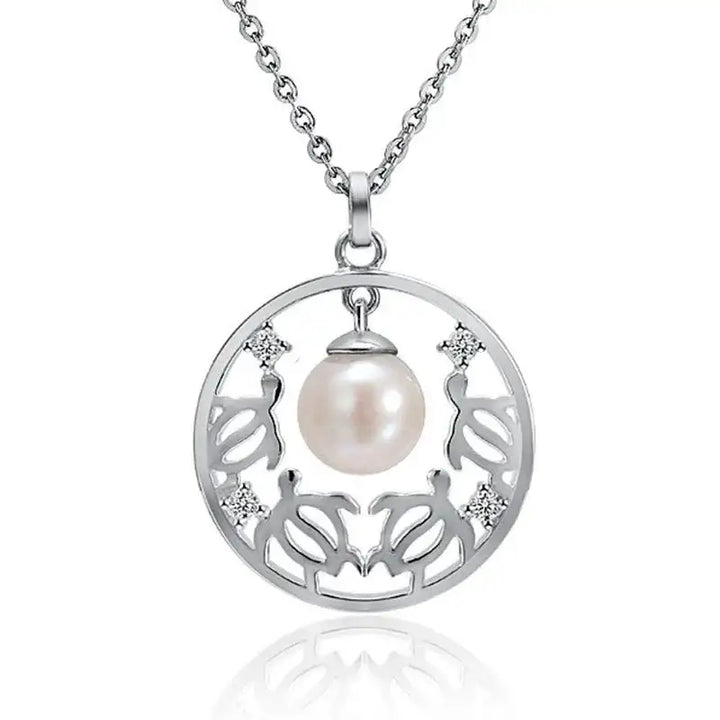 Circular Honu Pendantwith White Pearl - Larson Jewelers