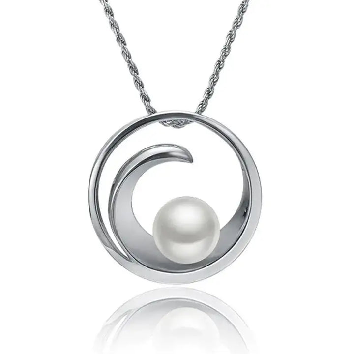 Circular Wave PendantWith White Pearl - Larson Jewelers