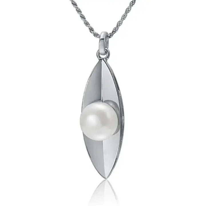 White Pearl Surfboard Pendant - Larson Jewelers