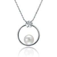 Circle Pendantwith White Pearl Pendant