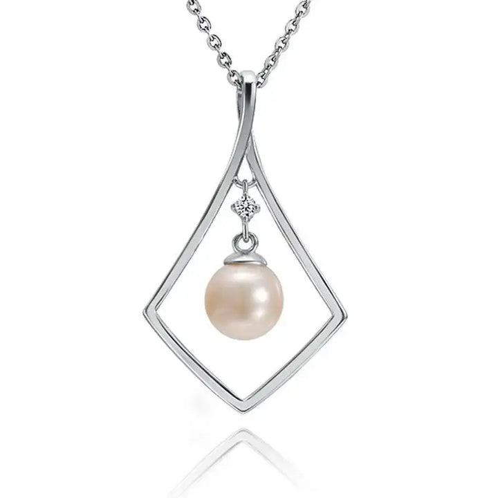 Diamond Shaped White Pearl Pendant - Larson Jewelers