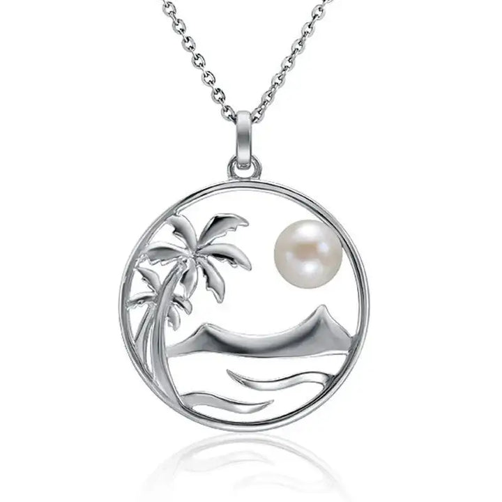 Beach Landscape Pendantwith White Pearl - Larson Jewelers