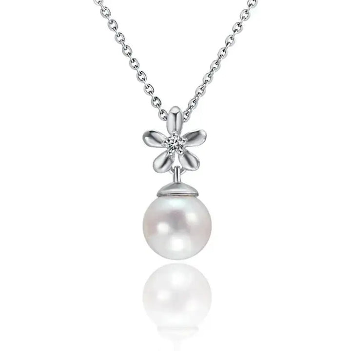 Sterling Silver White Pearl Flower Pendant - Larson Jewelers