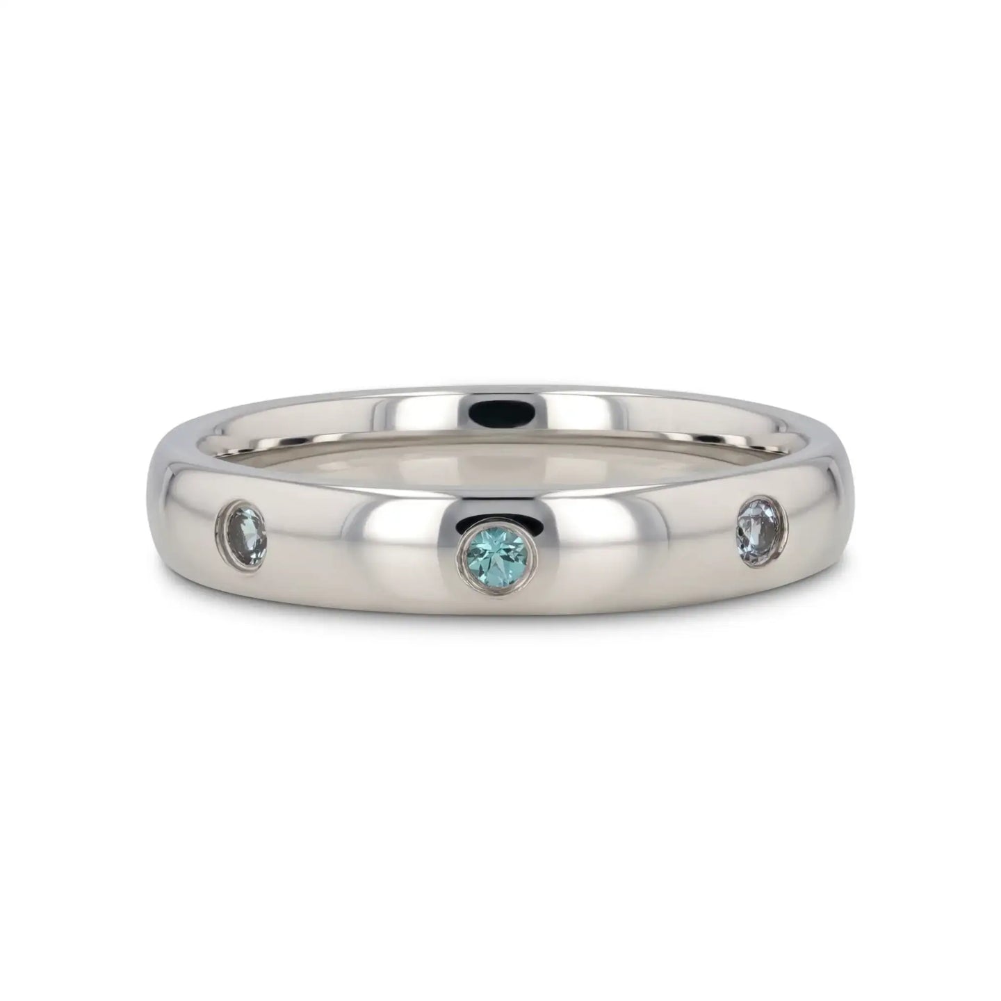 ALEX Polished Domed Tungsten Carbide Ring with Alexandrite Setting - 4mm - Larson Jewelers