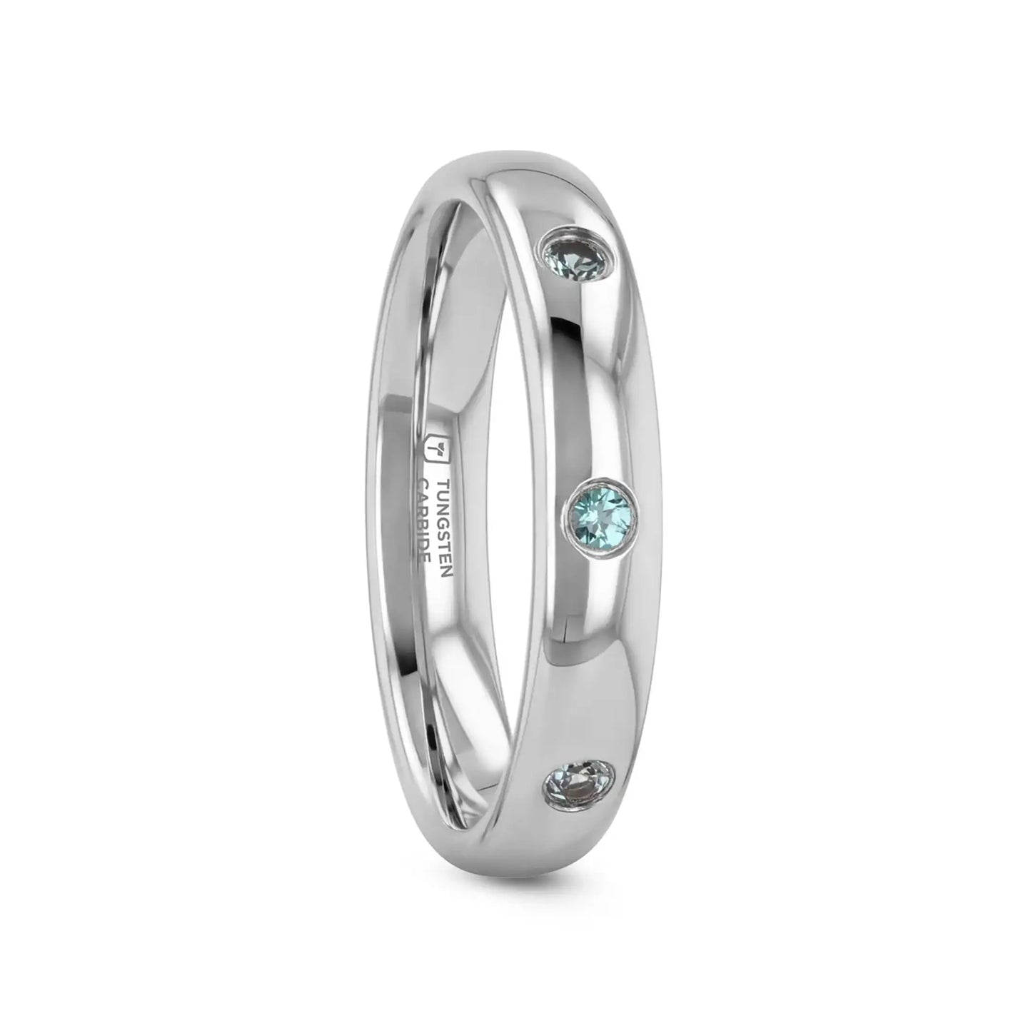 ALEX Polished Domed Tungsten Carbide Ring with Alexandrite Setting - 4mm - Larson Jewelers