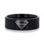 Superman Symbol Hero Black Tungsten Engraved Ring - 2mm - 12mm - Larson Jewelers